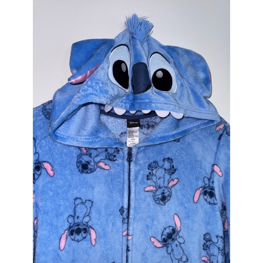 Disney Stitch Onesie L Youth 12-14 Oversized Plush Fleece Hooded Pajamas Women